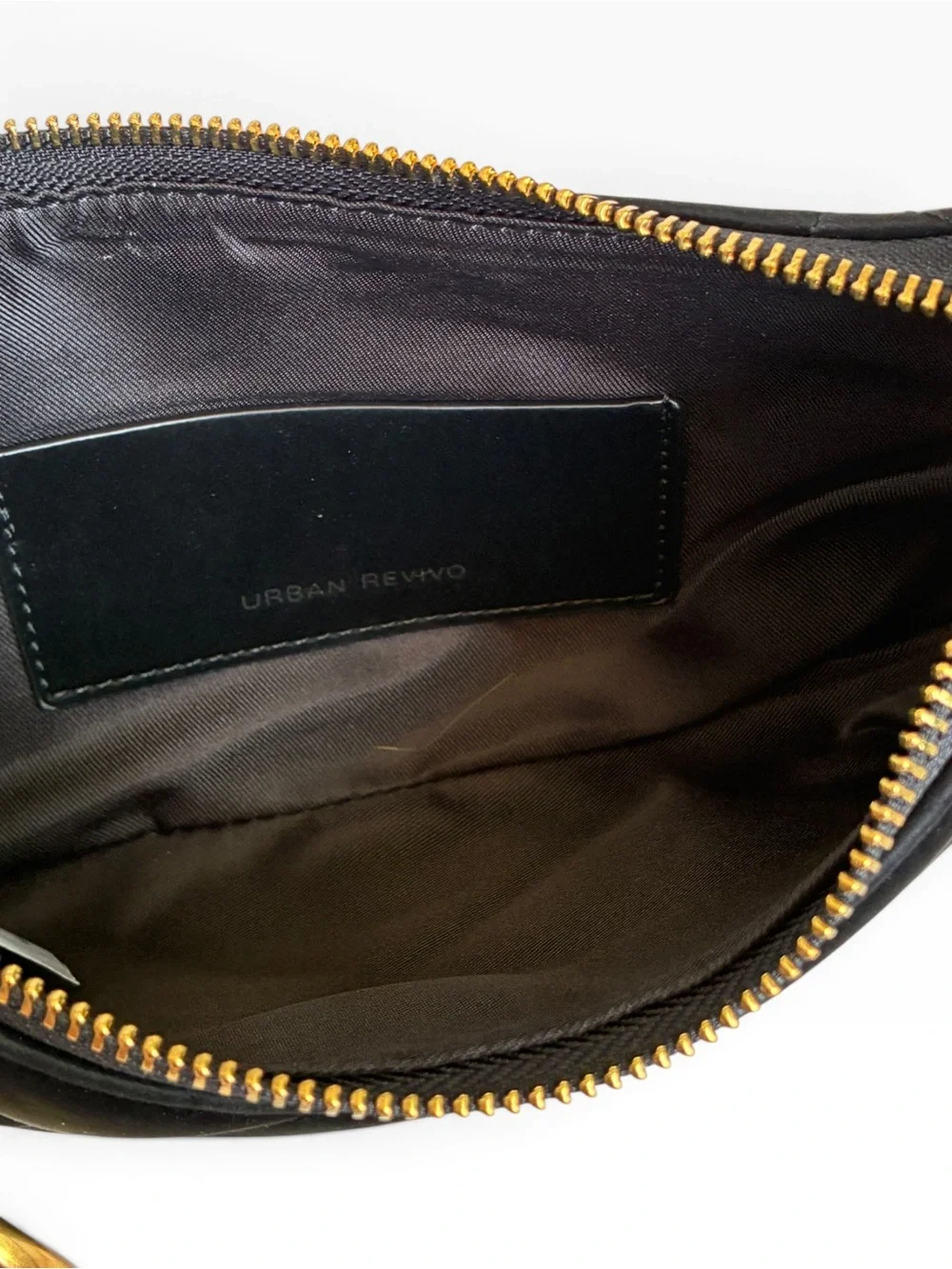 Urban Revivo Black Quilted Shoulder Bag Gold Hardware Y2K Baguette Purse